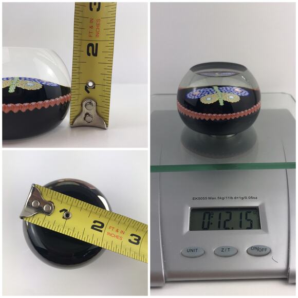 Perthshire 1989B Millefiori Butterfly Garland Faceted Vintage Insect Paperweight - Picture 9 of 15